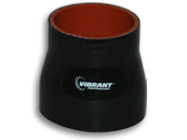Vibrant Performance 4 Ply Aramid Reinforced Silicone Reducer Coupling, 2.5" ID x 3.25" ID x 3" Long - Black