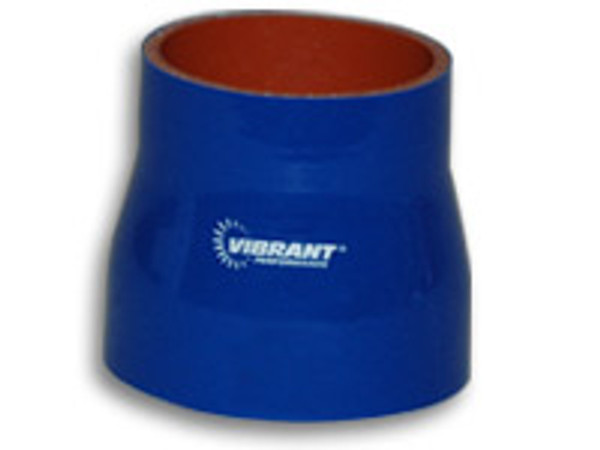 Vibrant Performance 4 Ply Aramid Reinforced Silicone Reducer Coupling, 1.5" ID x 2" ID x 3" Long - Blue