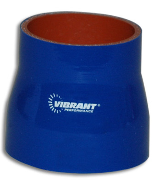 Vibrant Performance 4 Ply Aramid Reinforced Silicone Reducer Coupling, 3.5" ID x 4" ID x 3" Long - Blue