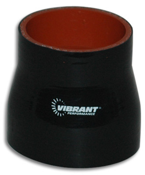 Vibrant Performance 4 Ply Aramid Reinforced Silicone Reducer Coupling, 2" ID x 2.75" ID x 3" Long - Black