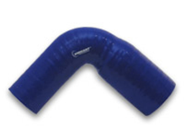 Vibrant Performance 4 Ply Aramid Reinforced 90 Deg. Silicone Transition Elbow Elbow, 2.5" ID x 2.75" ID x 3.5" Leg Length - Blue