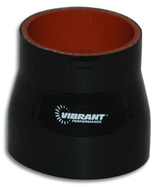 Vibrant Performance 4 Ply Aramid Reinforced Silicone Reducer Coupling, 1.75" ID x 2.5" ID x 3" Long - Black