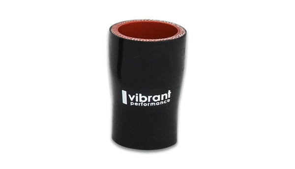 Vibrant Performance 4 Ply Aramid Reinforced Silicone Reducer Coupling, 1" ID x 1.25" ID x 3" Long - Black