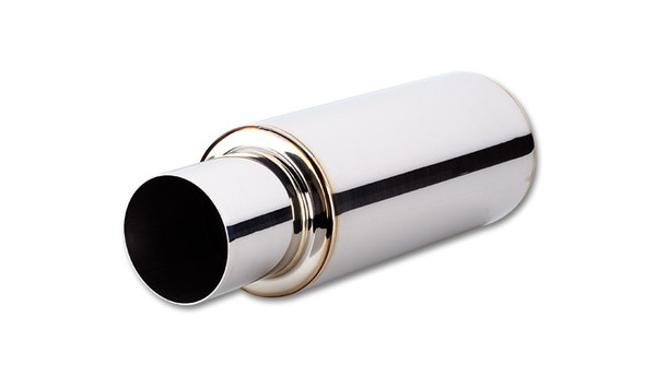 Vibrant Performance TPV Turbo Muffler Polished w/ 4" Round Straight Cut Tip (2.5" inlet - 23" long)