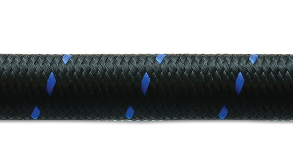 Vibrant Performance 10ft Roll of Black Blue Nylon Braided Flex Hose; AN Size: -4; Hose ID: 0.22"