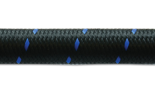 Vibrant Performance 20ft Roll of Black Blue Nylon Braid Flex Hose; AN Size: -12; Hose ID: 0.68"