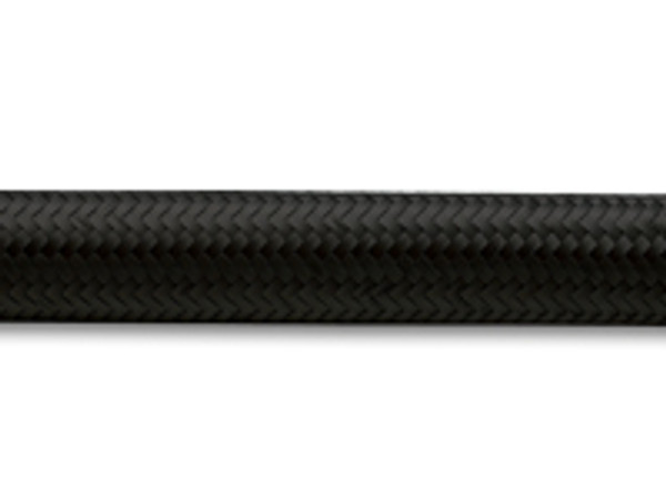 Vibrant Performance 5ft Roll of Black Nylon Braided Flex Hose; AN Size: -8, Hose ID 0.44"