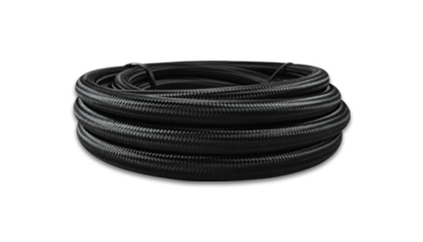 Vibrant Performance 50ft Roll of Black Nylon Braided Flex Hose; AN Size: -8; Hose ID: 0.44"
Synthetic Rubber/Nylon

- E85 Friendly
- Black Braided Nylon Cover
- Lightweight and Durable
- Suitable for use with Oil, Water, Fuel and Coolant
- Capable of handling operating temperatures ranging from -40 deg F to 300 deg F and elevated operating pressure of 500psi.
