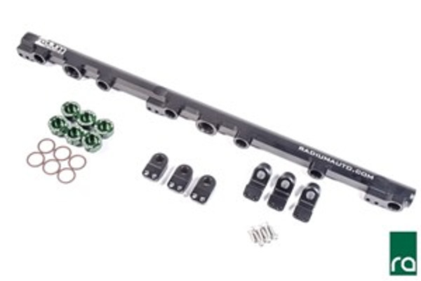 Radium Fuel Rail, Top Feed Conversion, Toyota 1JZ-GTE (Non VVT-i)
INCLUDED:
20-0235 Toyota 1JZ-GTE Fuel Rail: 
-Black Anodized Laser Etched Aluminum Fuel Rail
-Black Anodized Aluminum Mounting Feet, Tall and Short
-Stainless Steel Mounting Feet Bolts (x6)
-20-0216-06 Toyota Injector Seat Kit, 6 Cylinder