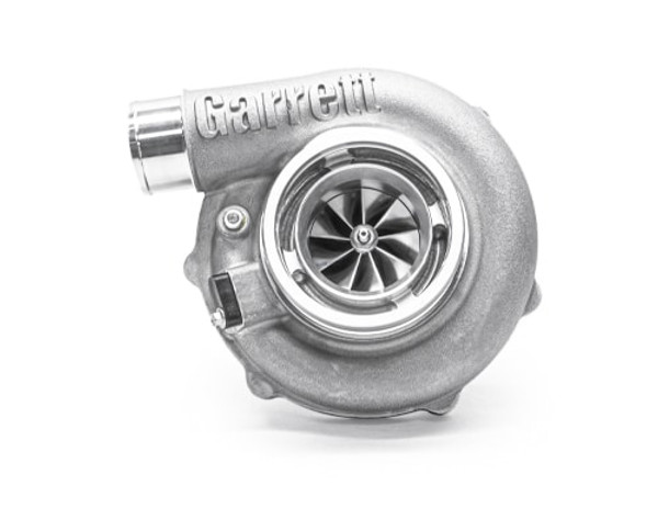 Garrett G30-770 Supercore, Reverse Rotation
Horsepower: 475 - 770HP
Displacement: 2.0 - 3.5L

Garrett® G Series Compressor Aerodynamics for maximum HP. Fully machined Speed Sensor and pressure ports. New Turbine Wheel Aero constructed of MAR-M alloy rated 1055ºC. Stainless Steel wastegated and non wastegated turbine housing option capable of 1050°C. Oil restrictor and water fittings included.

Compressor side: TRIM 65 A/R 0.72

Compressor Air Inlet: Hose 4"

Compressor Air Outlet: Hose 2"