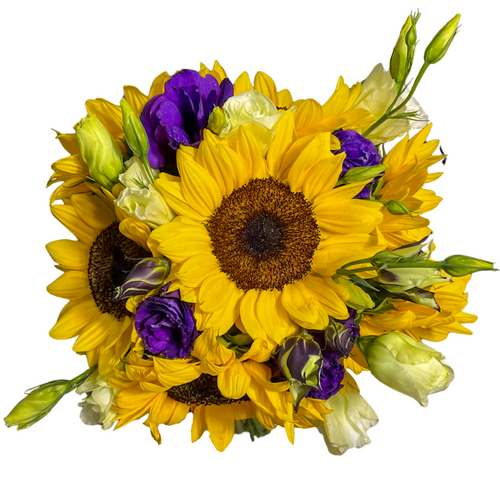 Sunflower Sangria bouquet with sunflowers, purple and white lisianthus in Phoenix AZ