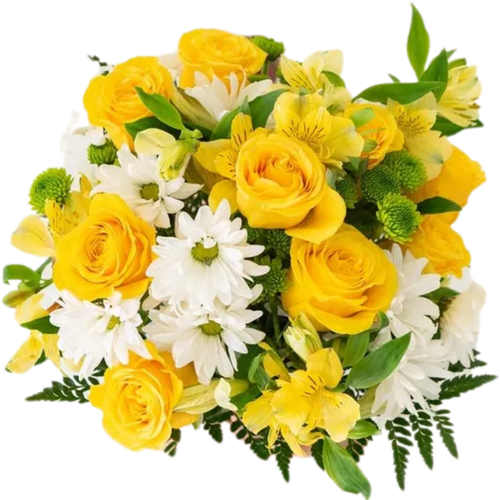 Día Dorado Farm Fresh Bouquet with yellow roses white daisies fresh greenery Phoenix