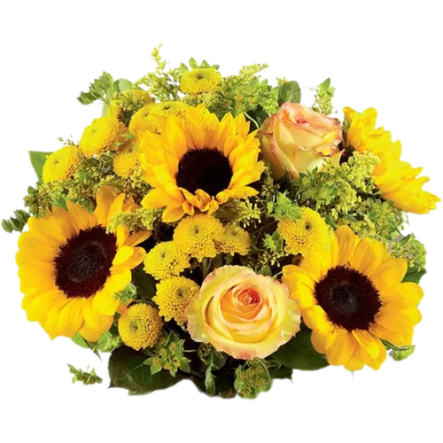 Sol de Girasol Farm Fresh Bouquet with sunflowers yellow roses and greenery Phoenix