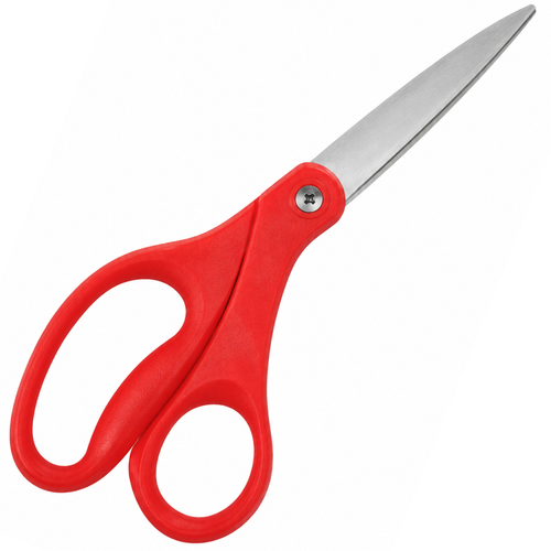 Red utility scissors for floral prep, ribbon, and packaging at Arizona Flower Market in Phoenix