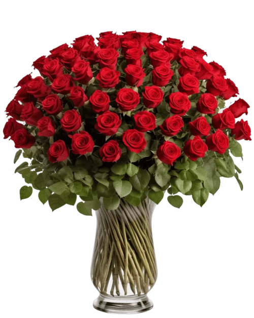 100 red roses in a vase with same-day flower delivery – Phoenix AZ