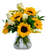 Compact Sweet Sunshine arrangement with sunflowers, white roses, and solidago – Phoenix AZ