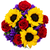 Sunny Days Farm Fresh Bouquet with sunflowers, red roses, and purple statice in Phoenix Arizona
