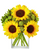 Sunny & Sage compact sunflower bouquet with green button poms and hypericum – Phoenix AZ