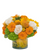 Marigold Shine compact cylinder bouquet with marigolds, roses, protea, sunflowers, hydrangea, and craspedia in Phoenix AZ.