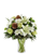 Pinecone Petals winter arrangement with green roses, white lilies, and pinecones in Phoenix AZ