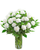 Pure Grace Carnations tall arrangement featuring 24 white carnations in a slender clear glass vase, Phoenix florist