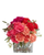 Carnation Pop compact cube arrangement with red, purple, hot pink, and orange carnations with seeded eucalyptus, Phoenix florist