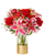 Giselle floral arrangement with red roses, red spray roses, and pink Oriental lilies in a gold-bottom glass vase, Phoenix florist