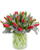 Crimson Tulip Charm red tulip arrangement with dusty miller in cylinder vase – tulip flower delivery Phoenix Arizona