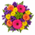 Happy Blooms Farm Fresh Bouquet with orange roses, pink gerbera daisies, yellow mums, and purple statice in Phoenix Arizona