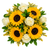 Sunshine Wishes Farm Fresh Bouquet with sunflowers, white roses, yellow solidago, and greenery in Phoenix Arizona