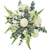 Pure Dahlia bouquet with white dahlias, snapdragons, mini callas, and spiral eucalyptus – Arizona Flower Market Phoenix AZ