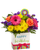Birthday Burst floral arrangement with orange roses, pink gerbera daisies, yellow mums, and purple statice in Phoenix Arizona