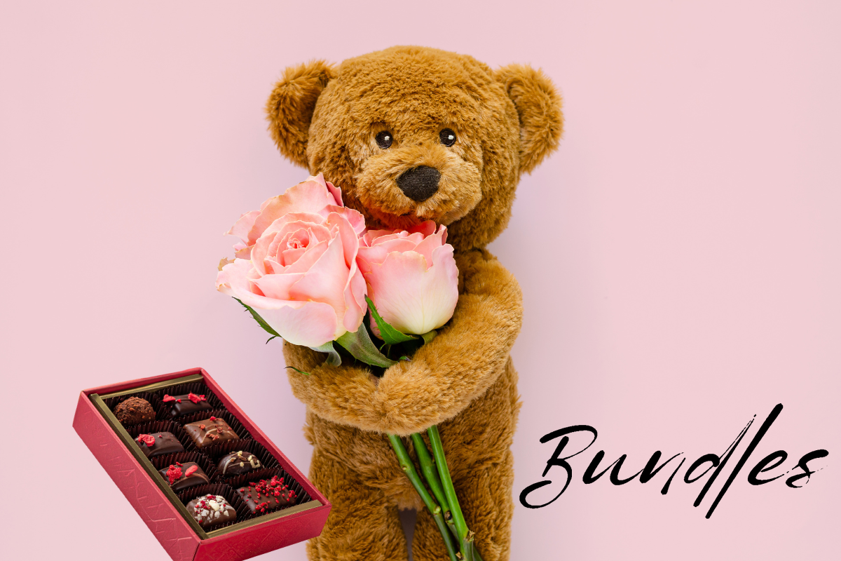 Valentine’s flower bundles in Phoenix pairing fresh floral arrangements with thoughtful gifts for a complete Valentine’s surprise