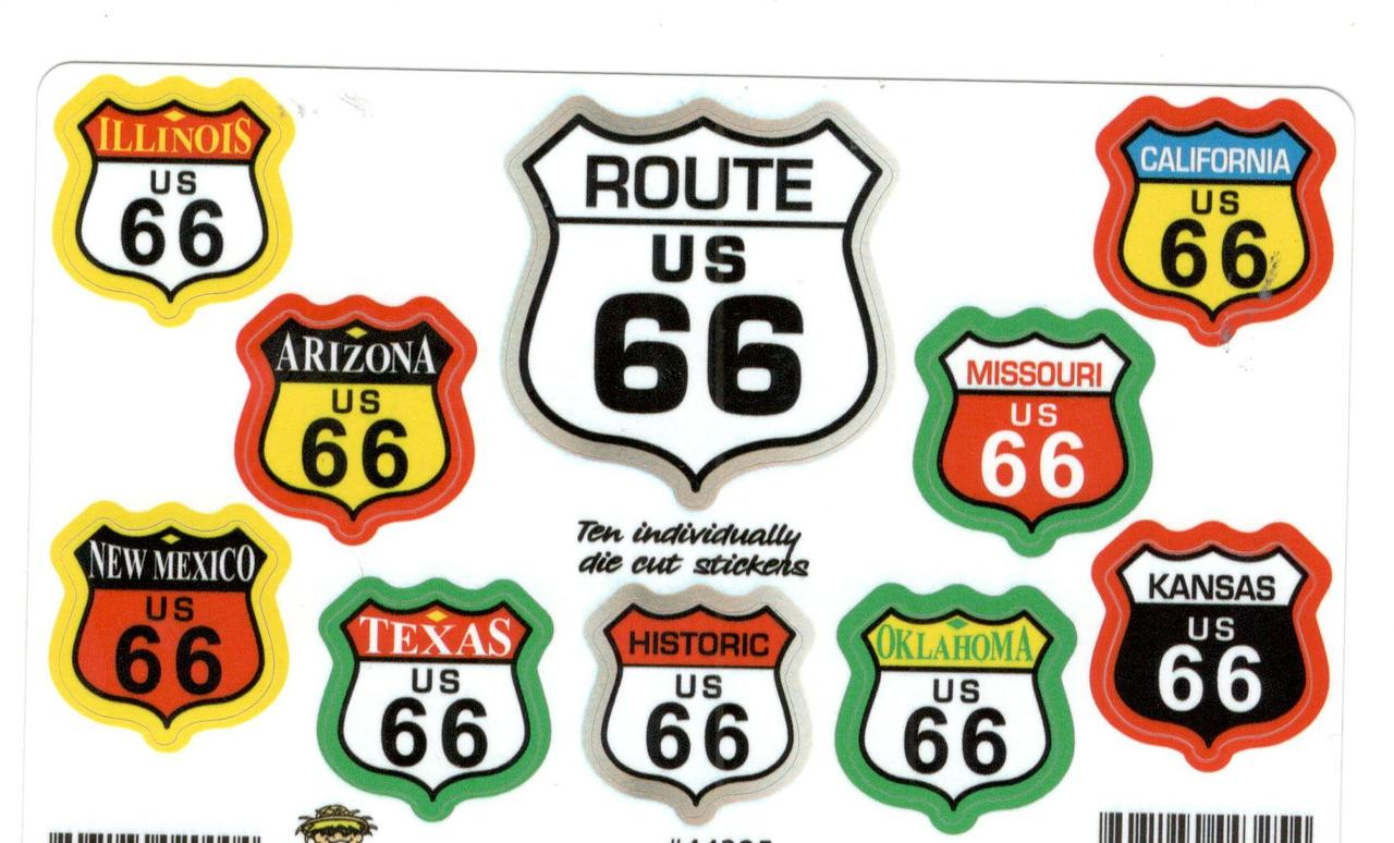 10 Route 66 Sticker Set- Multicolor - The Original Route 66 Gift Shop