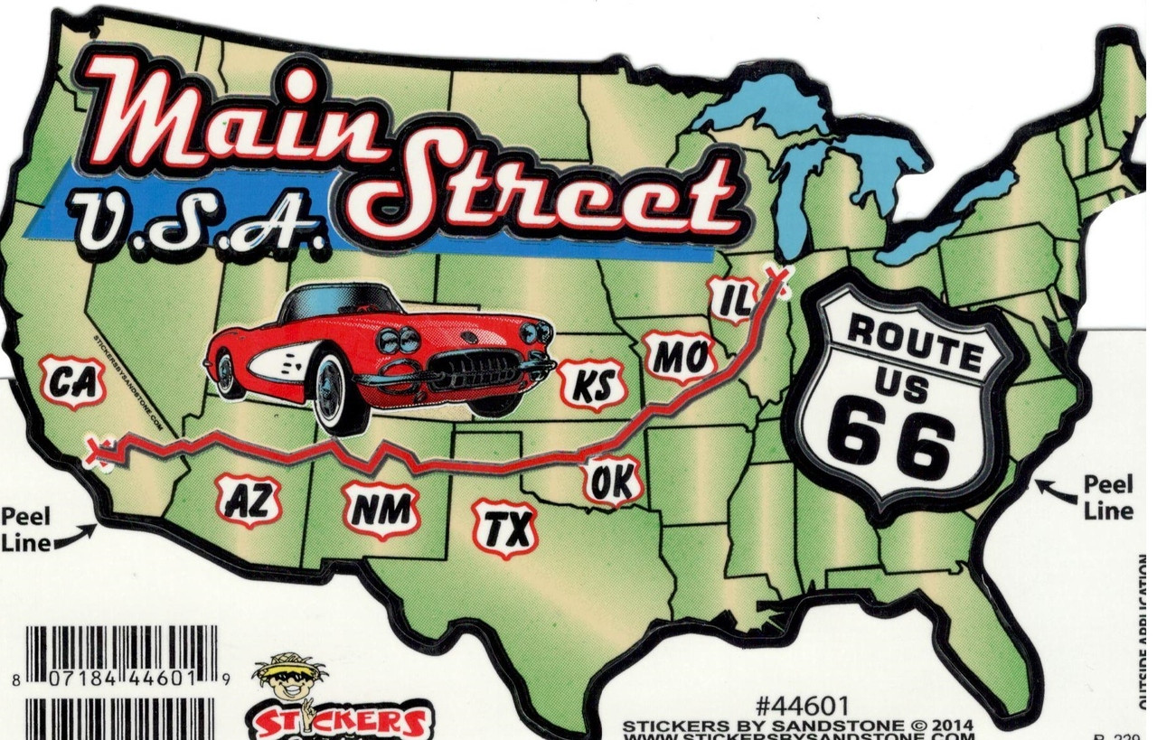 Route 66 USA Map Sticker - The Original Route 66 Gift Shop