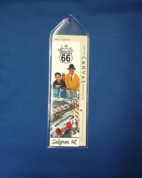 Mr. Route 66 Angel Delgadillo and Family Bookmark on Artist Canvas in Plastic Sleeve