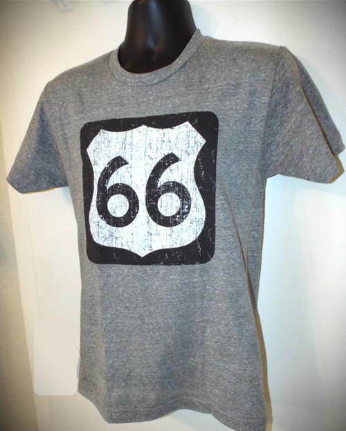 66 Road Sign T-shirt on Gray