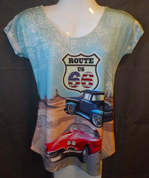 Tank Top - Cotton Black Ride Route 66 Women - Liberty Wear Size XL Color  Black