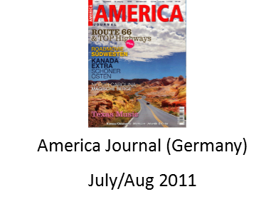 America Journal Magazine July/Aug 2011 features Angel Delgadillo and the Original Route 66 Gift Shop in Seligman Arizona