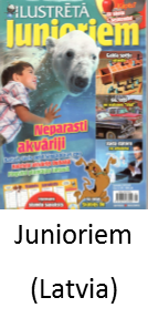 Junioriem, a Latvian magazine for children, featuring Angel Delgadillo's Route 66 Gift Shop and the Snow Cap in Seligman Arizona