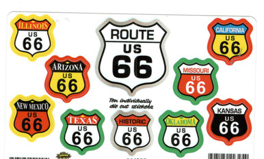 10 Route 66 Sticker Set- Multicolor - The Original Route 66 Gift Shop