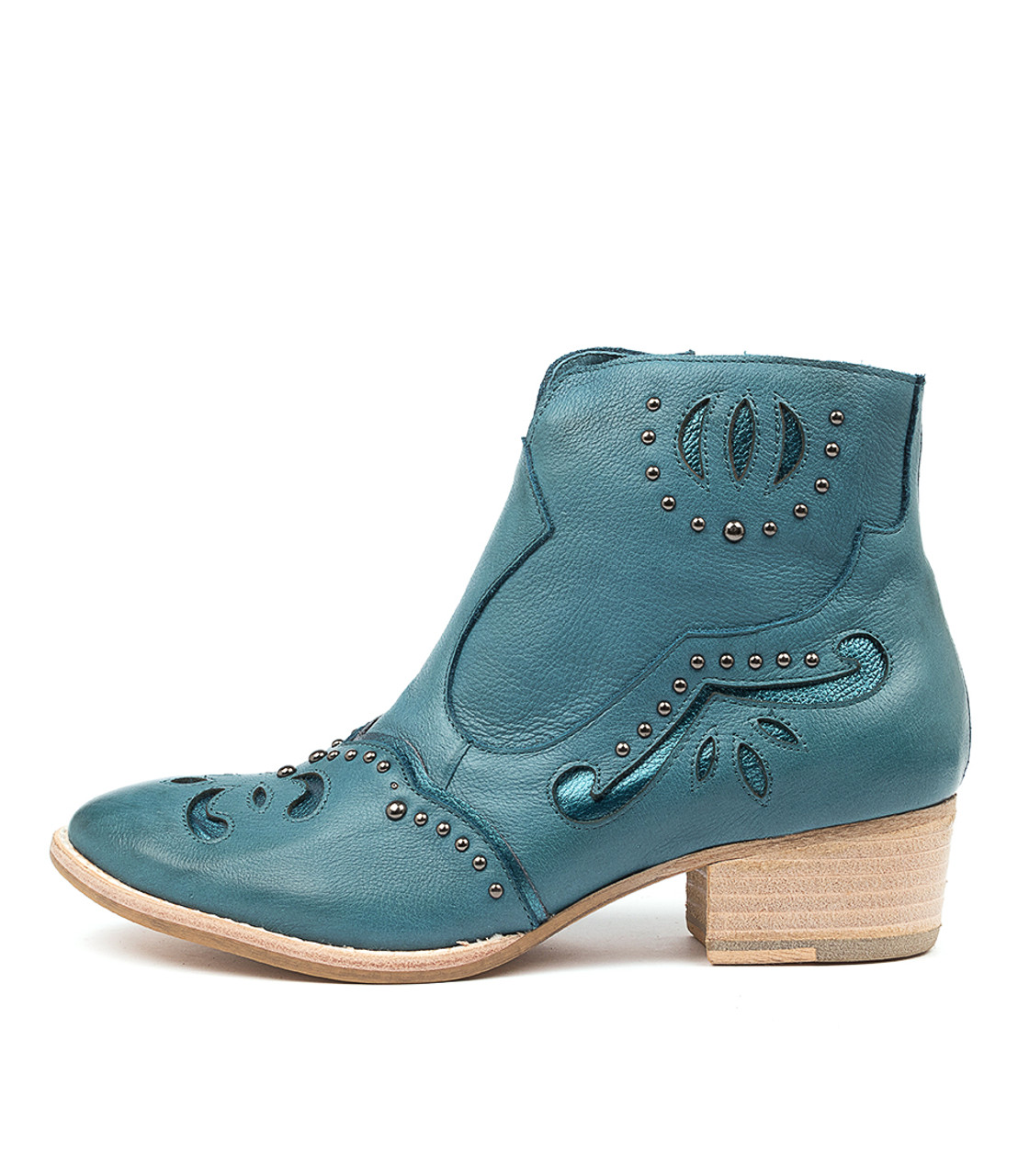 teal leather boots