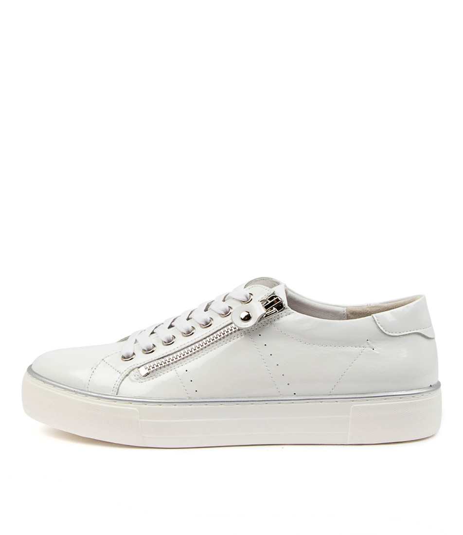 white patent trainers