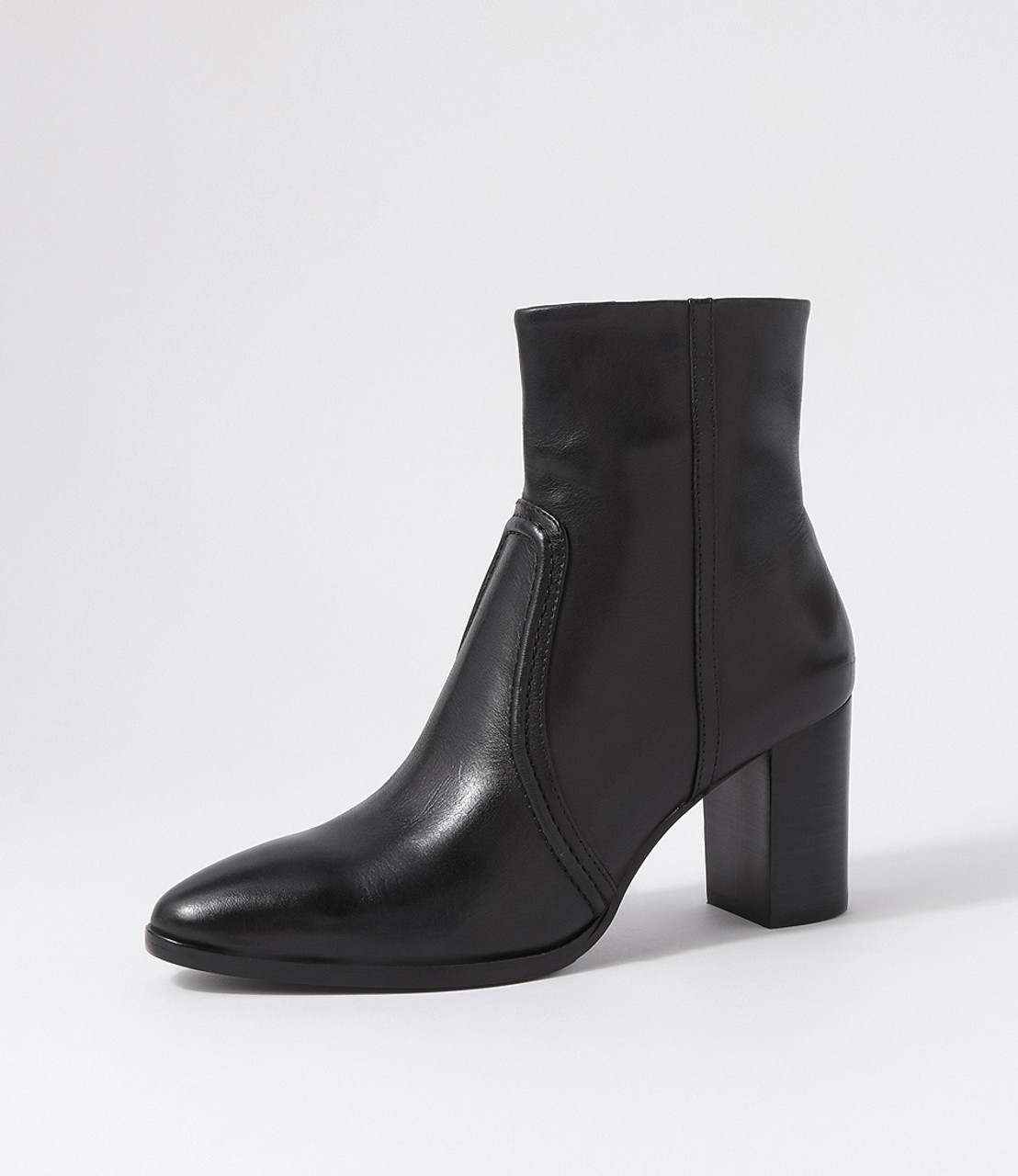 Anahi Black Leather Ankle Boots - Django and Juliette