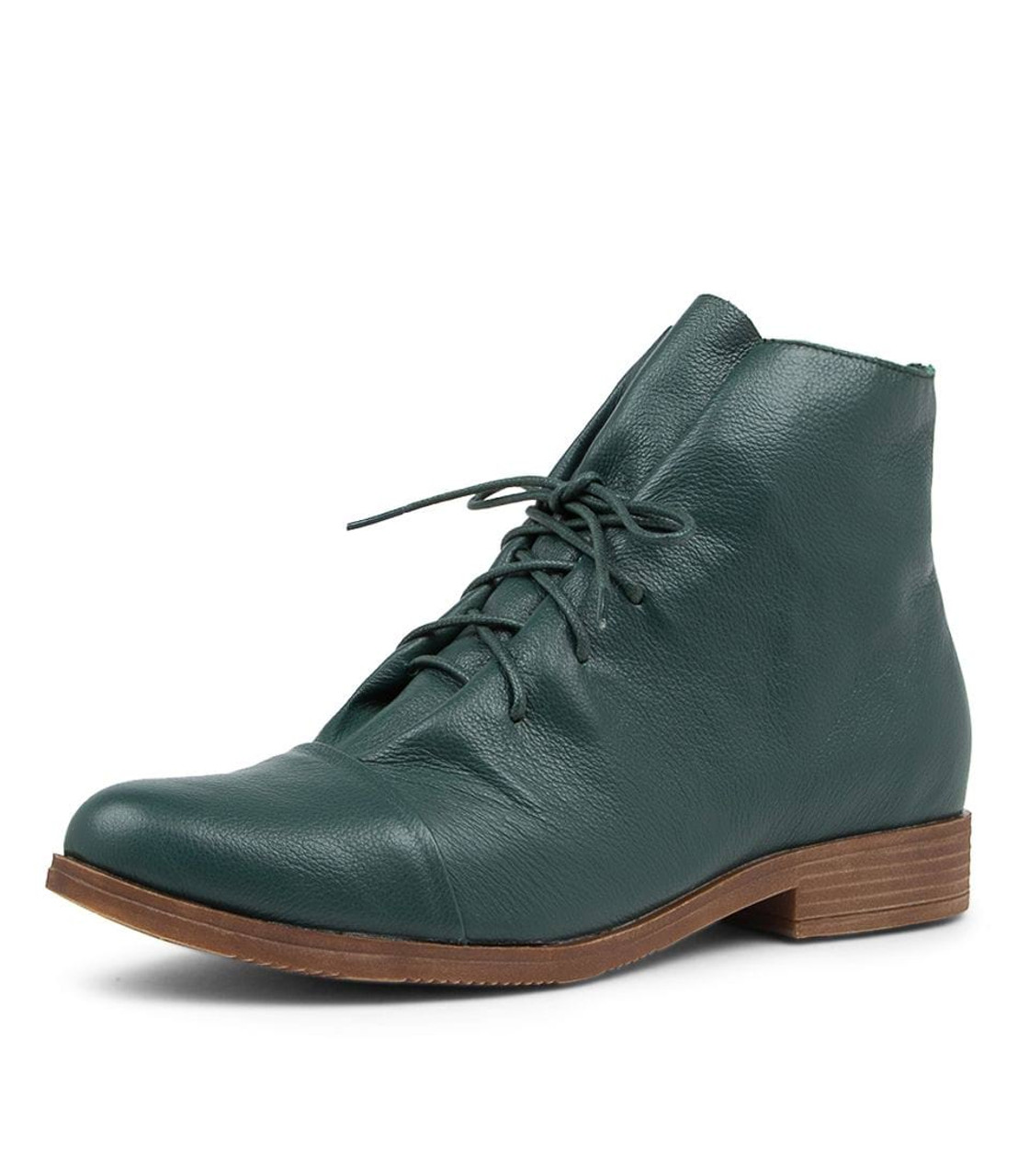 Kingfish Dark Emerald Leather Ankle Boots - Django and Juliette