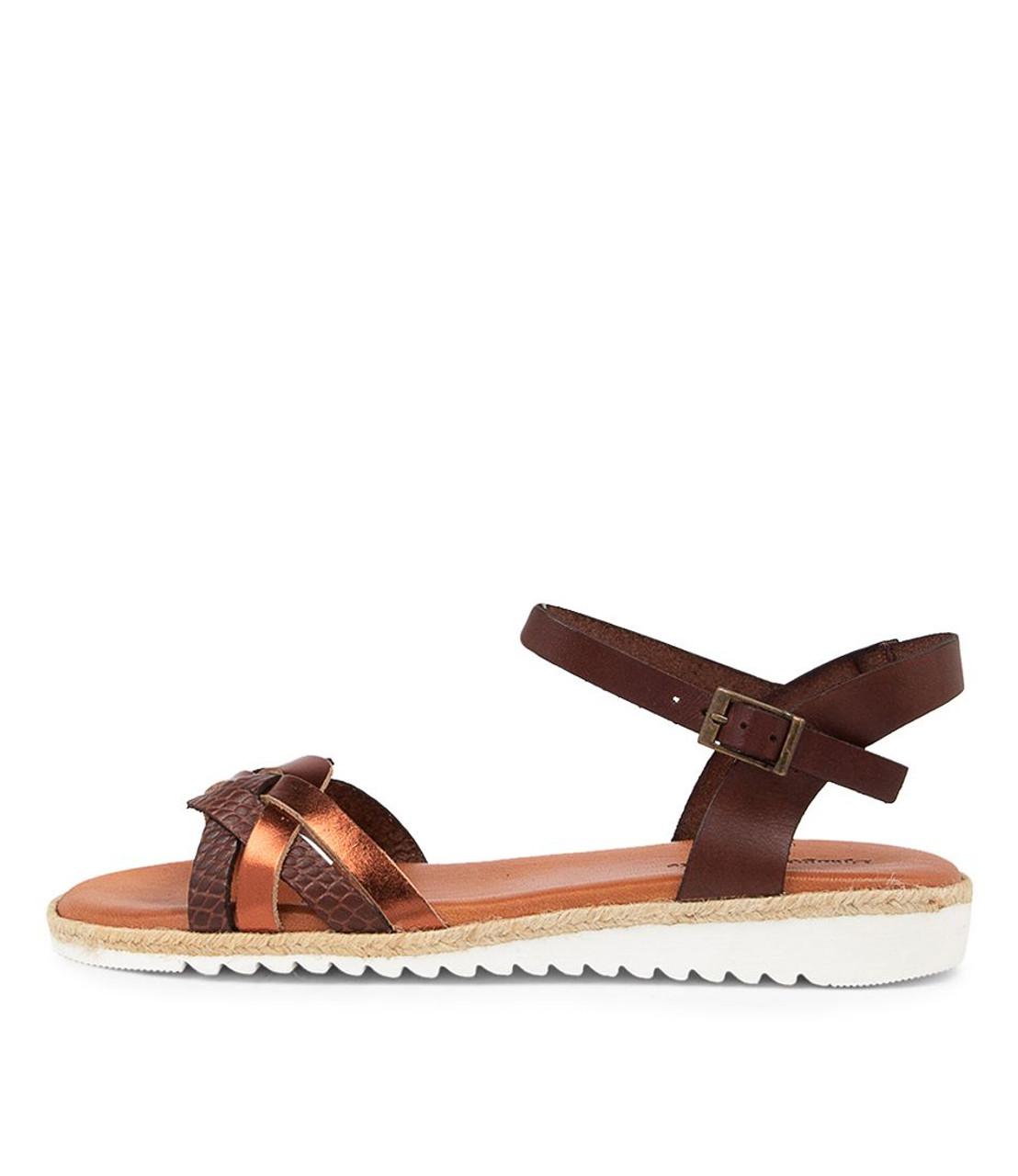 Buy Naturalizer By Bata Women Bronze Toned & Brown Leather Sandals - Flats  for Women 772277 | Myntra