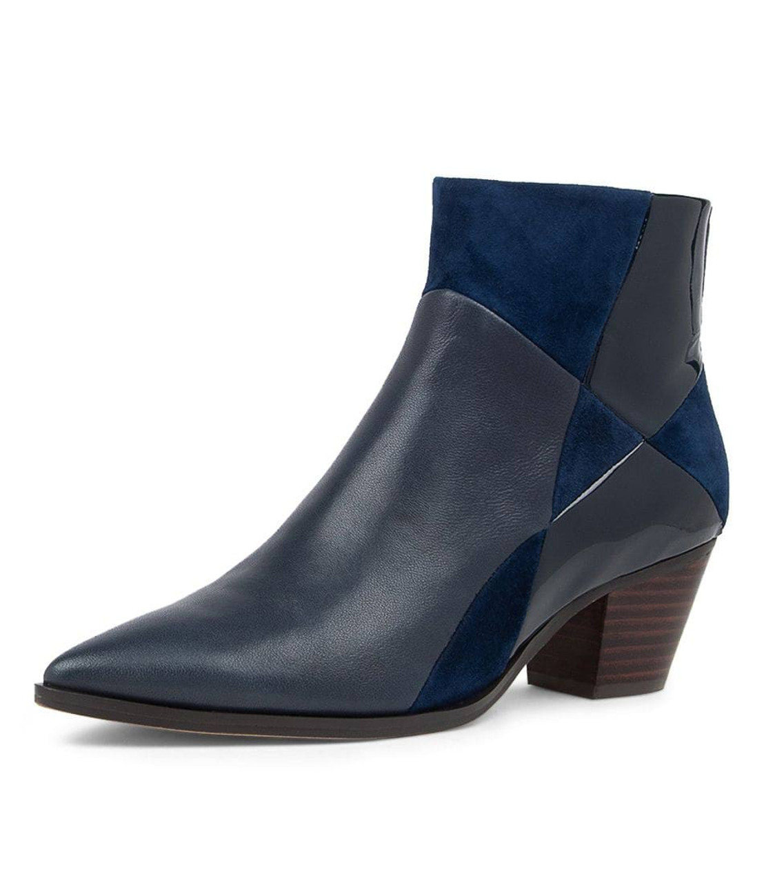 Navy leather store ankle boots