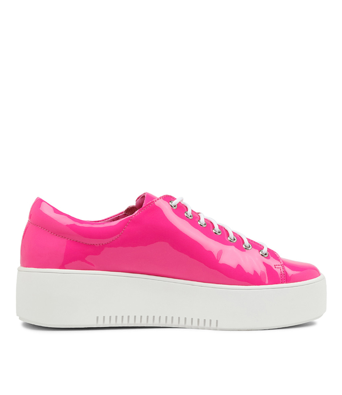 Wolfie Hot Pink White Patent Leather Sneakers - Django and Juliette