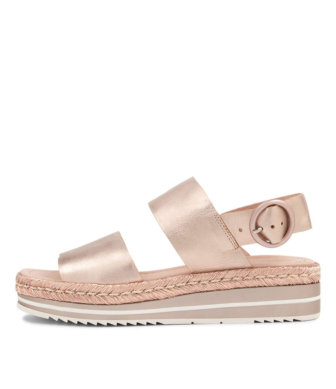 Atha Pale Rose Gold Rope Leather Sandals Django and Juliette