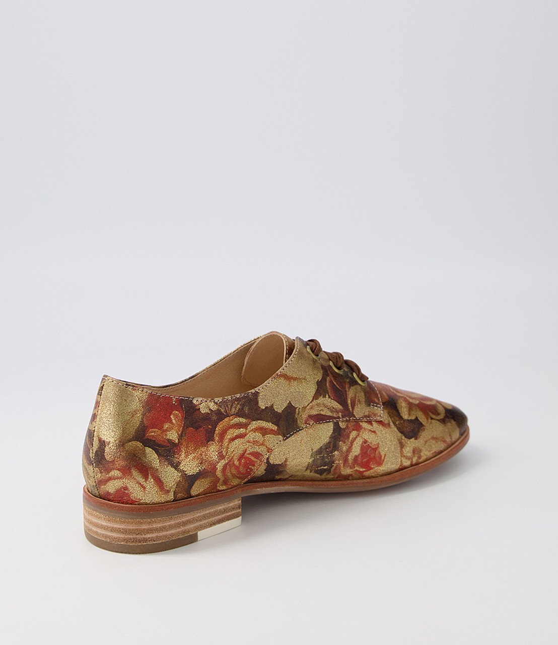 Ewing Vintage Metal Floral Leather Flat Shoes by Django & Juliette